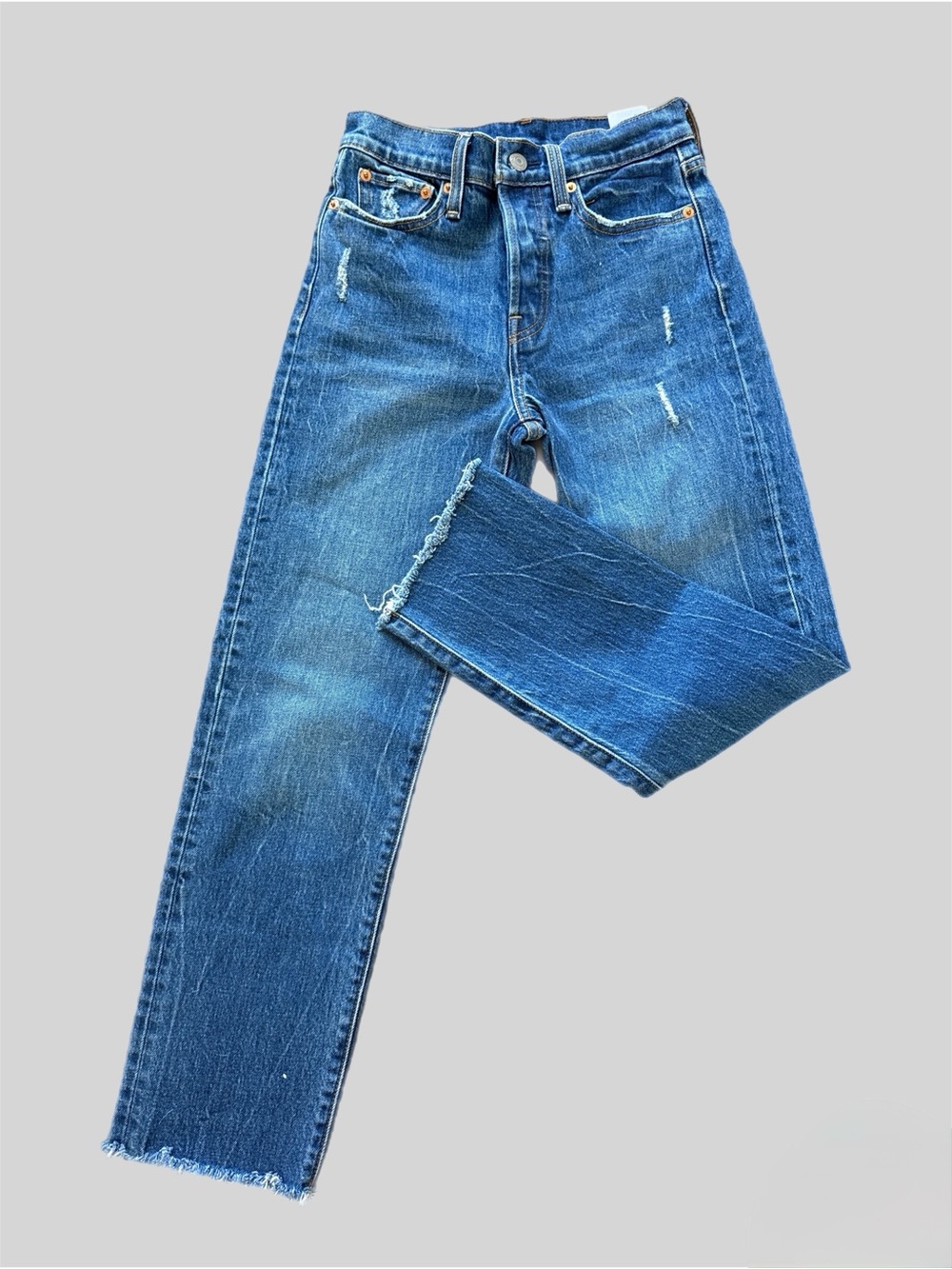 Levi's Blue Straight-Leg Distressed Jeans